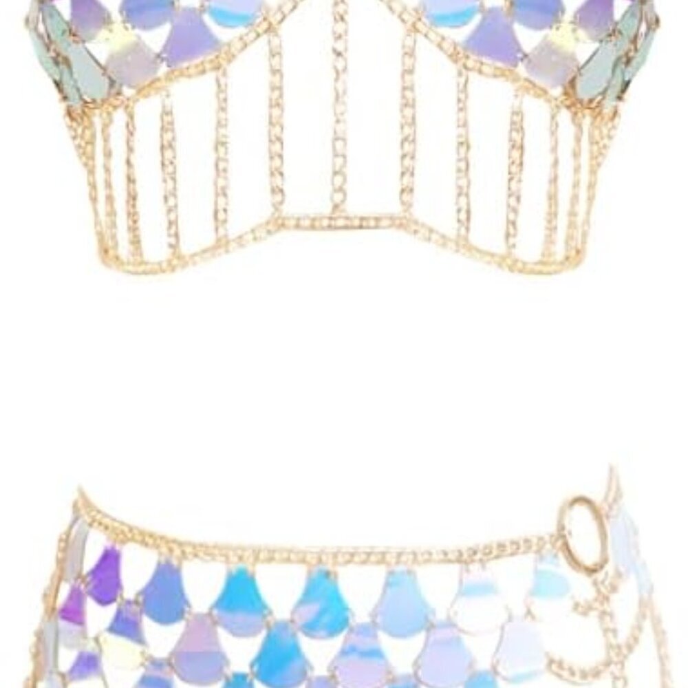 Women's Rhinestone Metal Body Chain Adjustable Gold Romantic Accessory